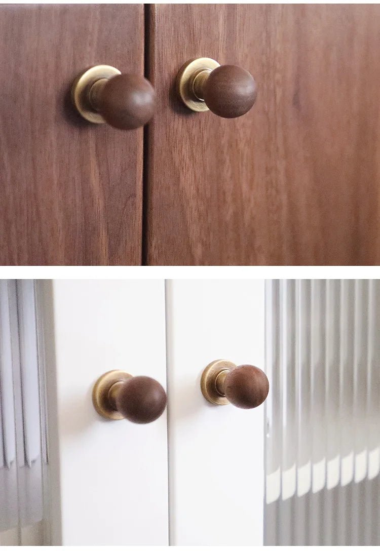 Wood & Brass Cabinet Knob – Natural Wooden Handle