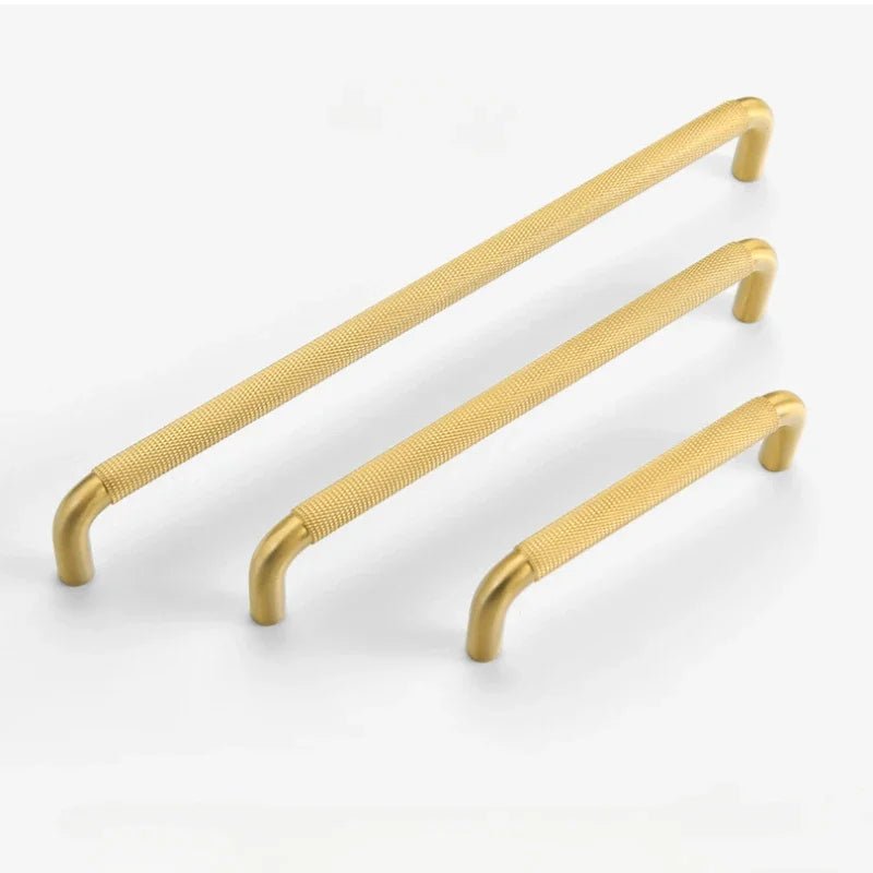 Diamond-Cut Brass Cabinet Handle – Gold T-Bar Pull