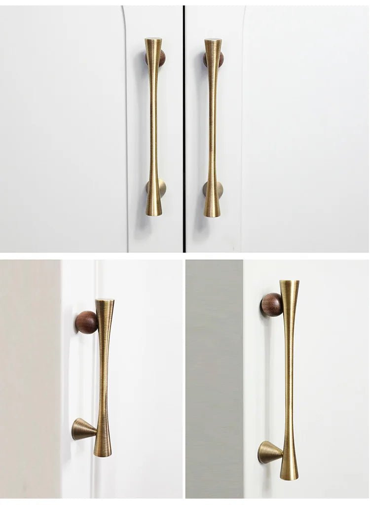 Art Deco Brass & Wood Handles – 5" Pull