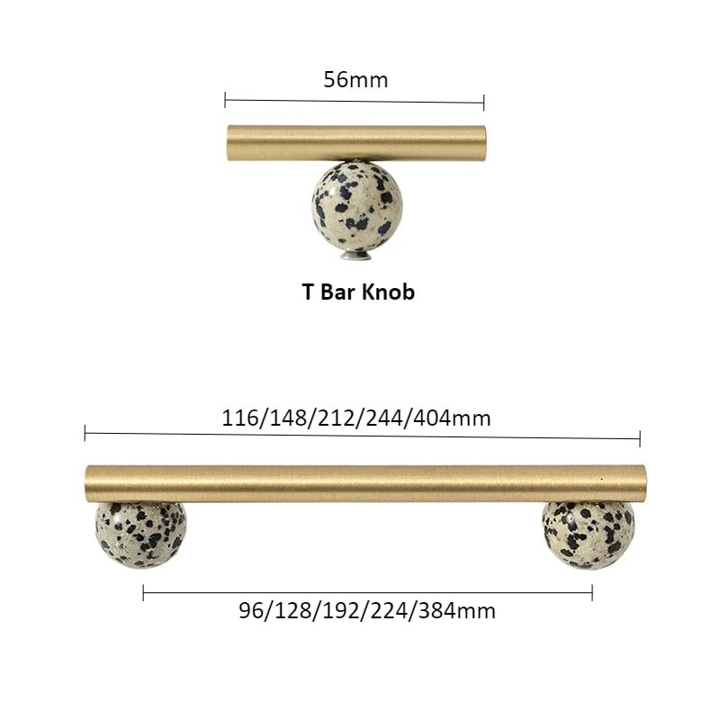 Natural Marble + Brass Nordic Art Cabinet Handle Drawer Pull