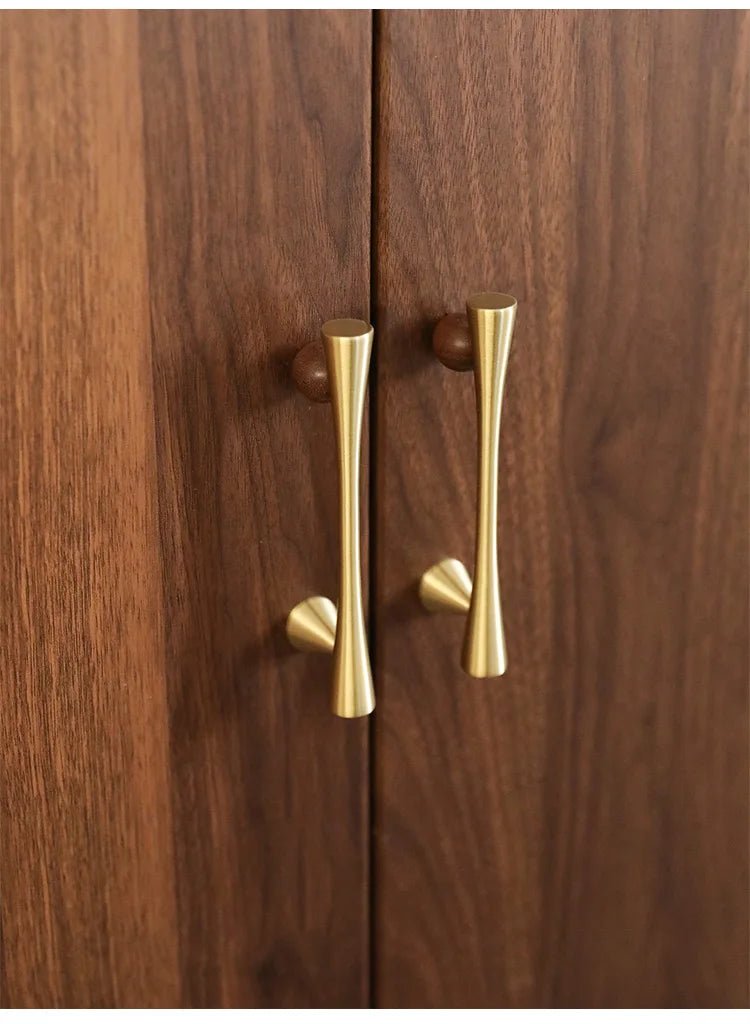 Elegant Art Deco Brass & Wood Handles – 5" Pull for Cabinets