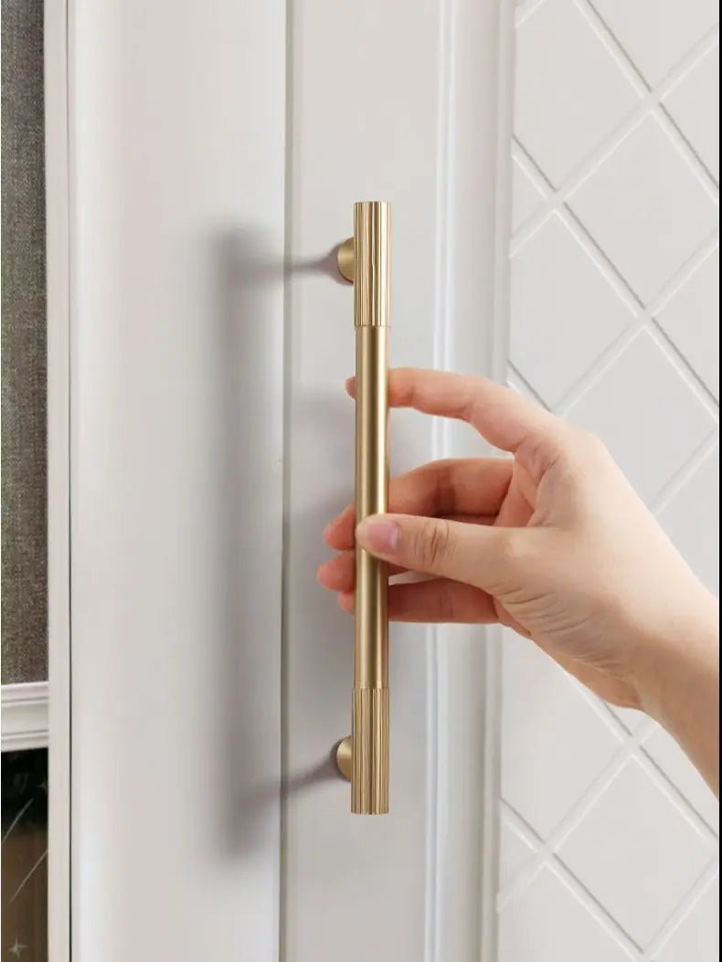 Vertical Line Brass Handles - Modern T-Bar Pulls