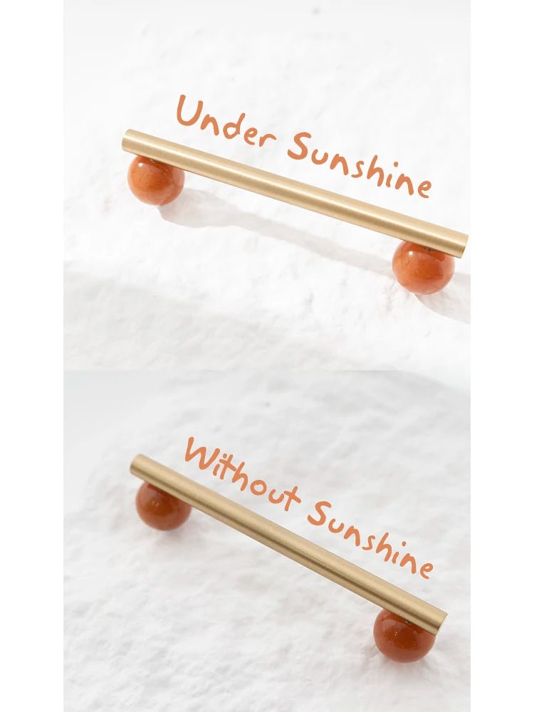 Elegant Natural Marble and Brass Nordic Art Drawer Pull