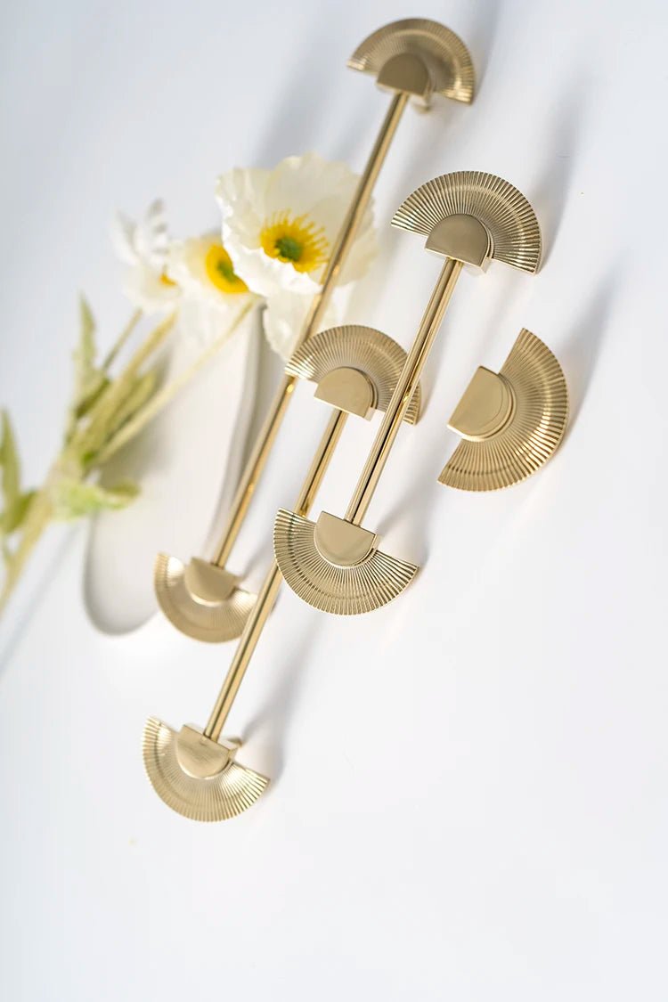 Vintage Fan-Shaped Brass Cabinet Pull