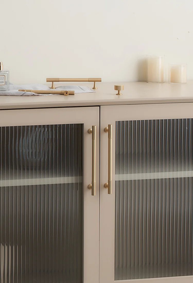 Sleek Vertical Line Brass T-Bar Handles for Cabinets