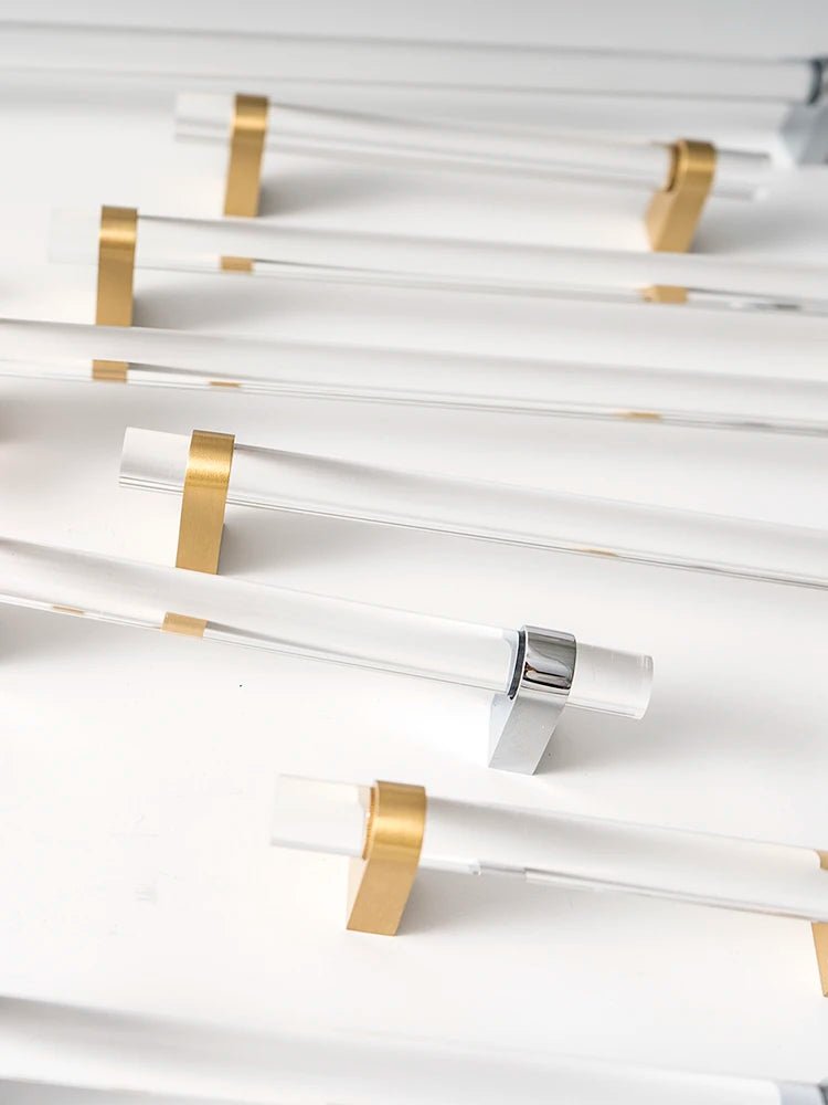 Elegant Acrylic & Brass Knobs – 10" Pull Handles for Cabinets
