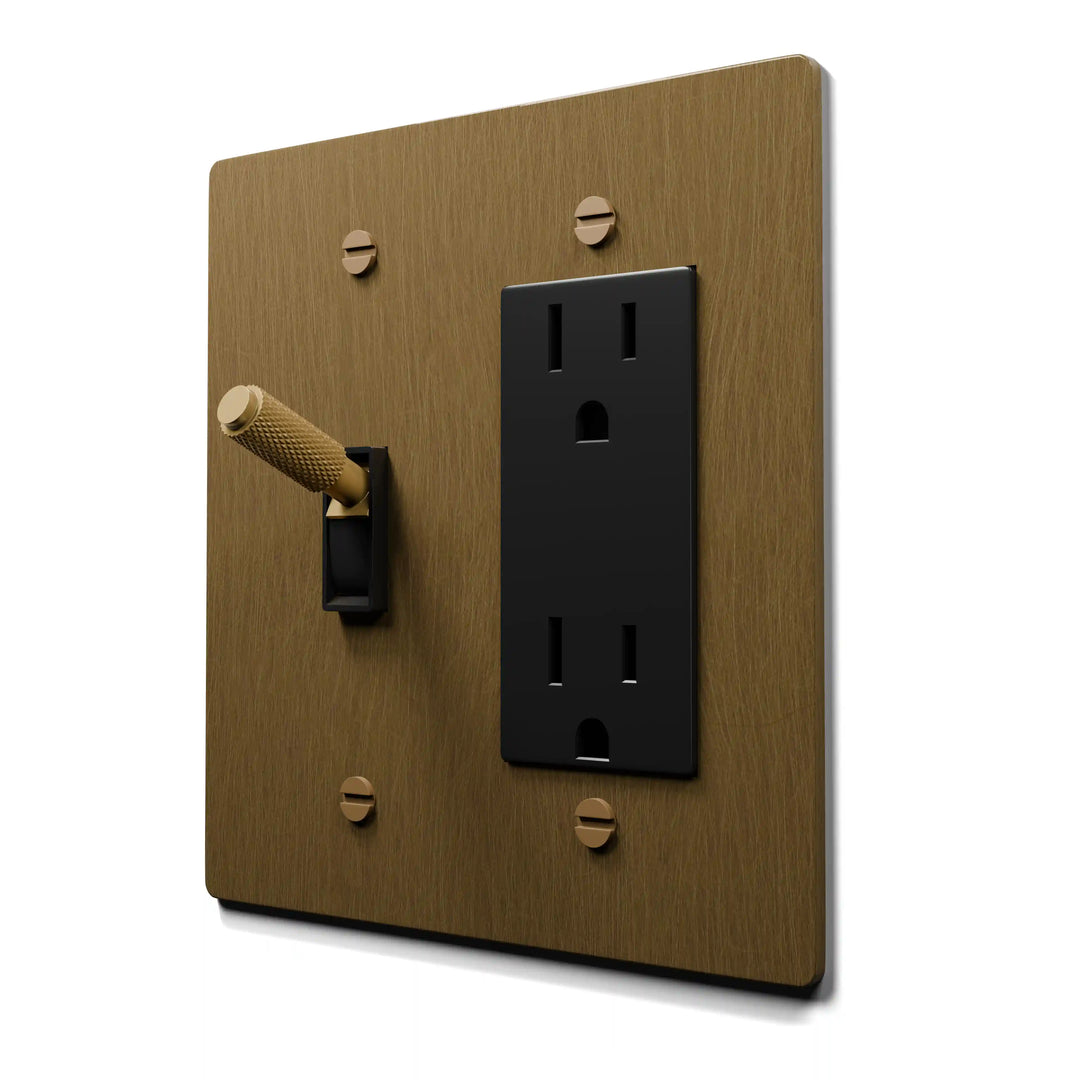 Brass Toggle & Outlet Combo Switch Plate