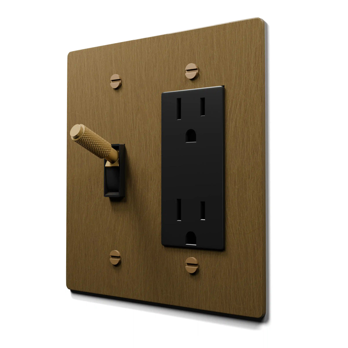 Brass Toggle & Outlet Combo Switch Plate