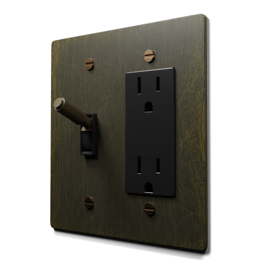 Brass Toggle & Outlet Combo Switch Plate