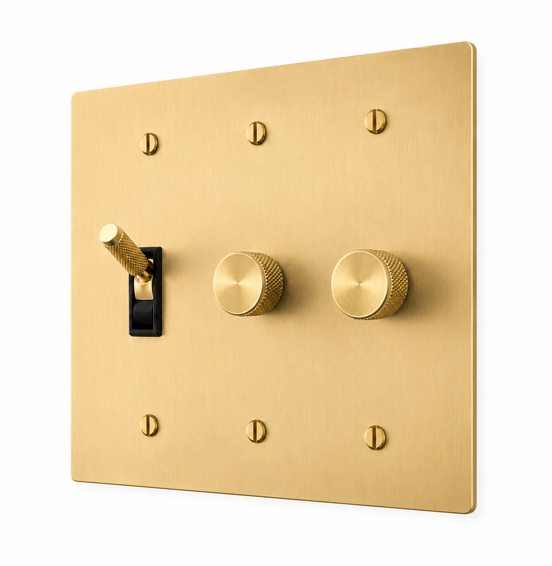 Brass Toggle & Double Dimmer Combo Switch Plate
