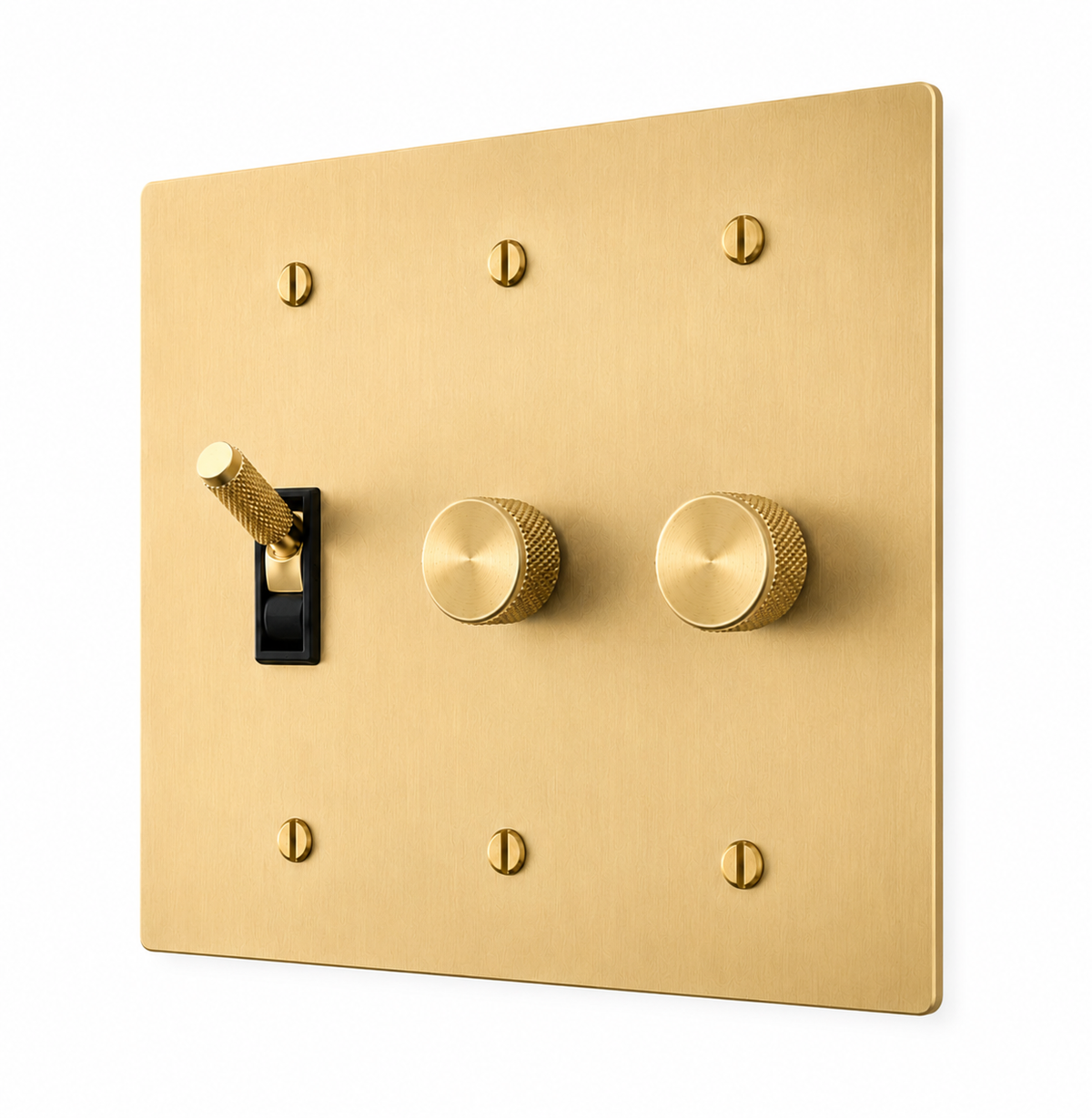 Brass Toggle & Double Dimmer Combo Switch Plate