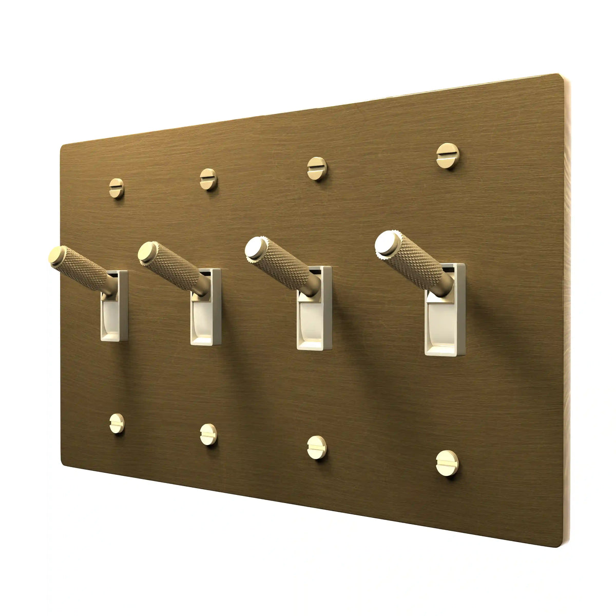 4 gang aged brass toggle light switch