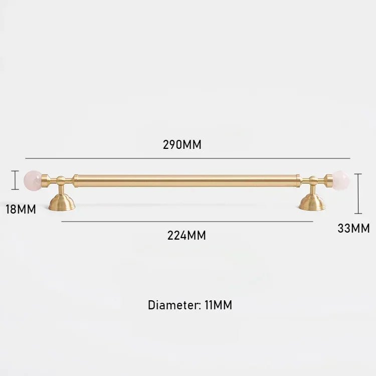 Contemporary Brass & Pink Crystal Pulls – 5" Handles for Drawers