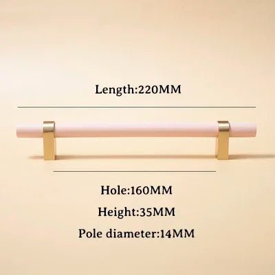 Luxury Pink Wood & Brass Cabinet Pulls – 5" Drawer Handles