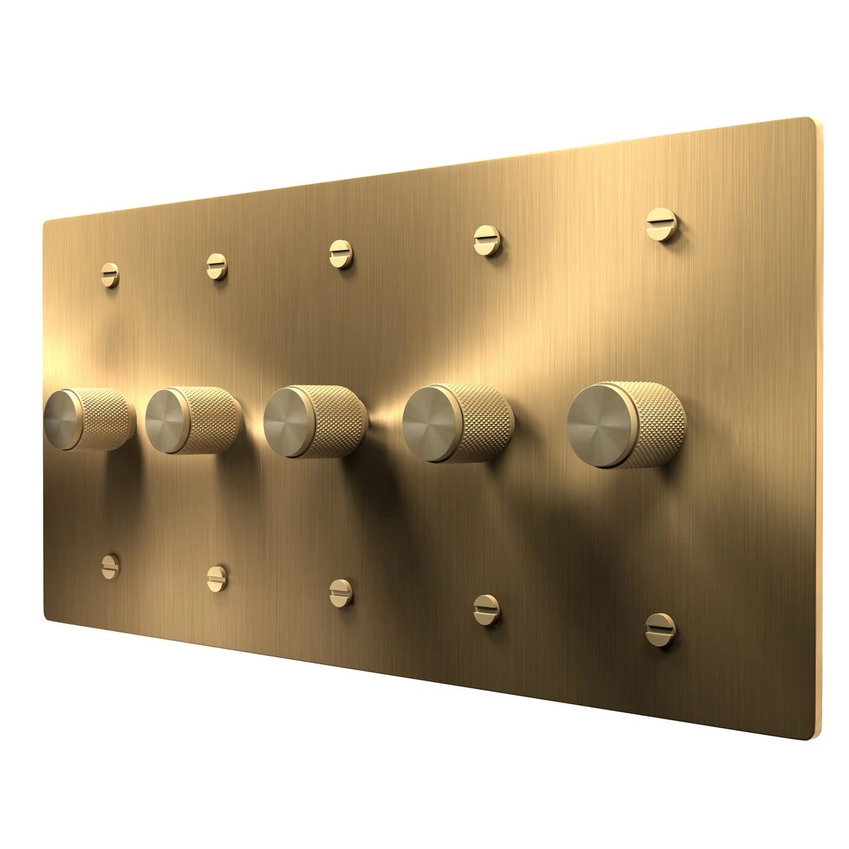Brushed brass 5 gang rotary dimmer switch