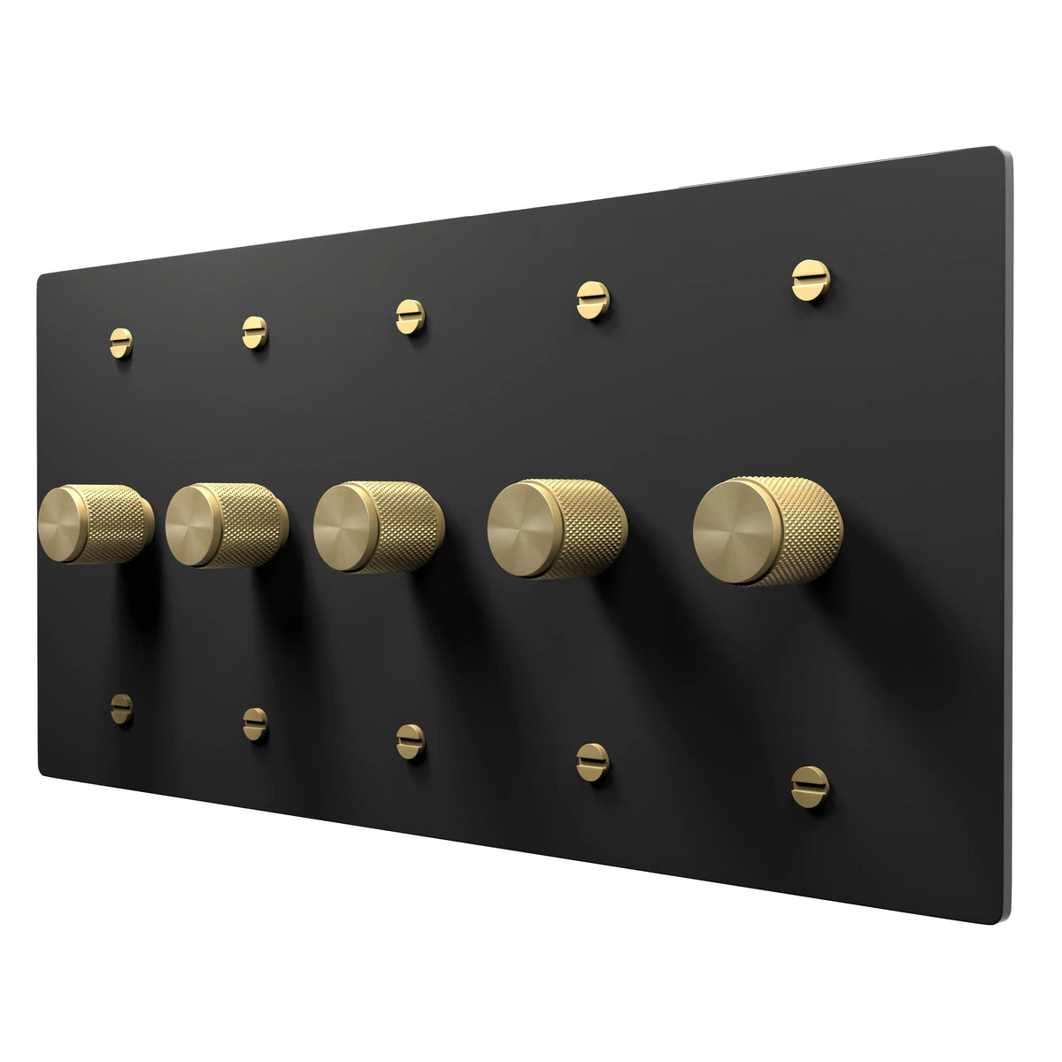 5 gang rotary dimmer switch brass knobs black plate