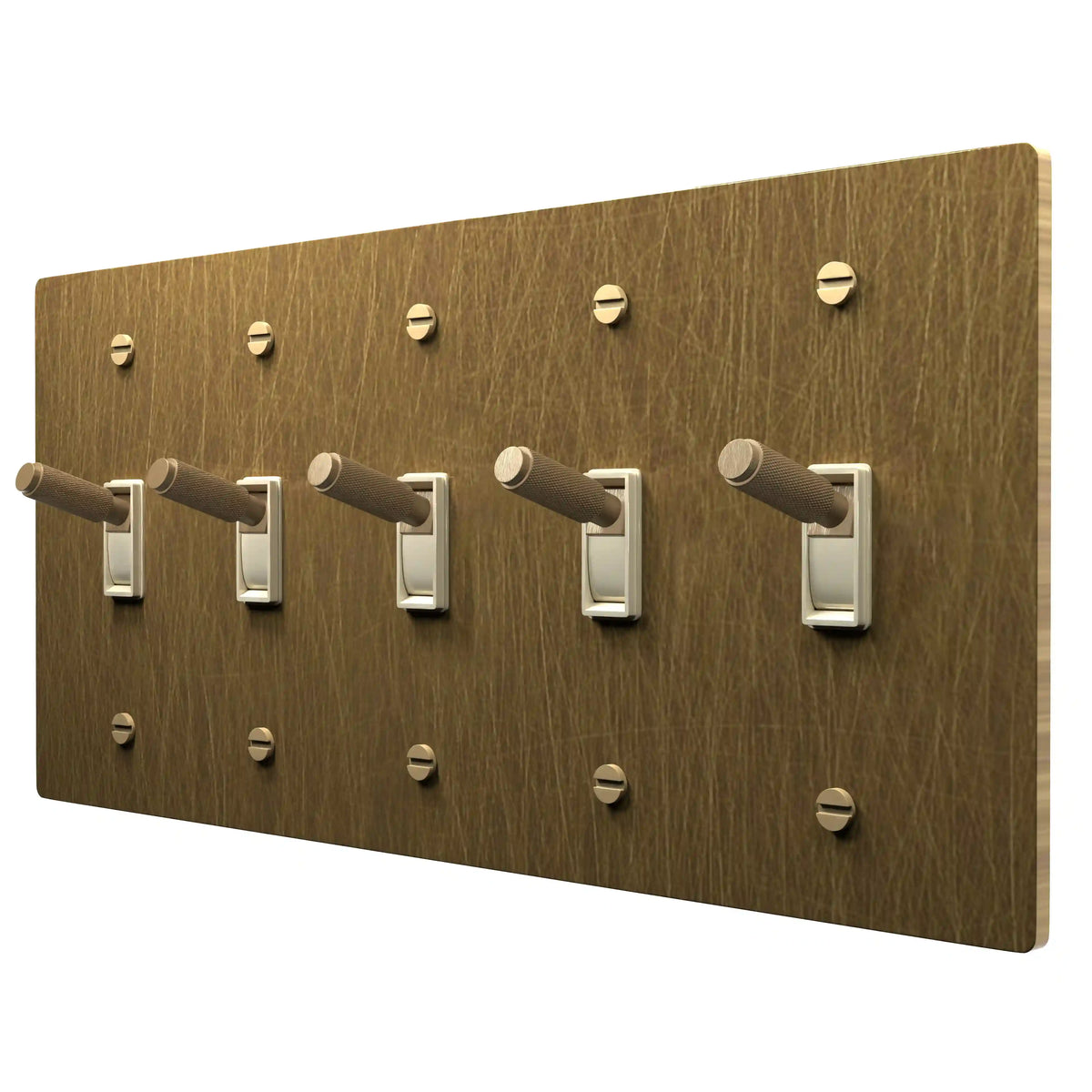 5 gang aged brass toggle light switch