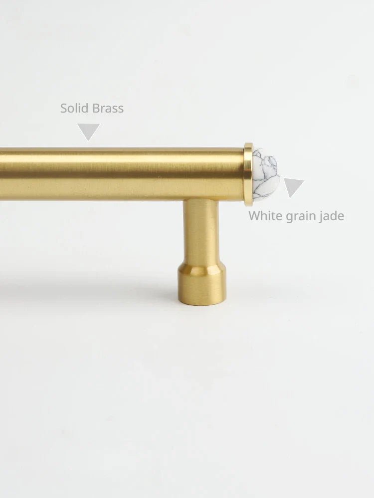 Gold Brass Handle with Double Crystal Accents  