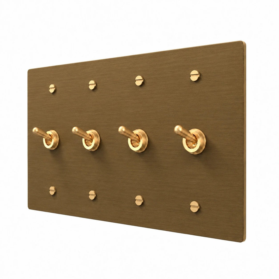 4 gang aged brass toggle switch