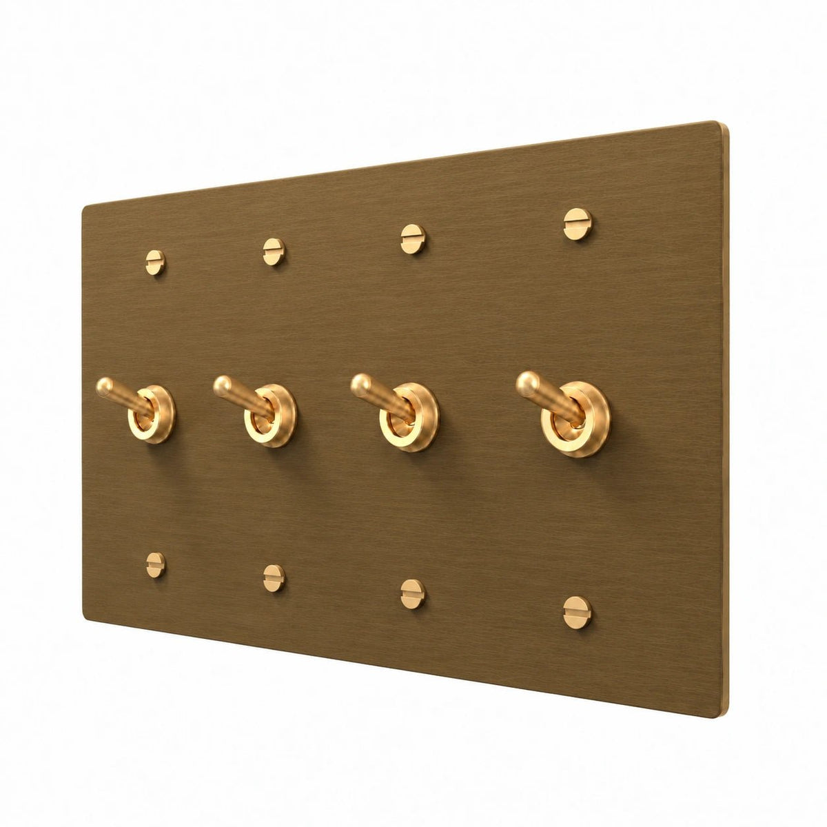 4 gang aged brass toggle switch