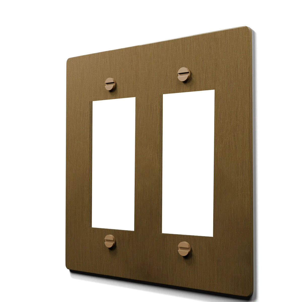 2 gang aged brass outlet cover plate