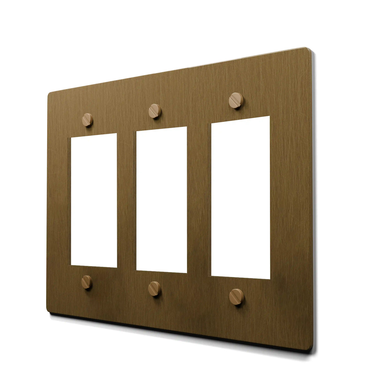 3 gang aged brass outlet cover plate