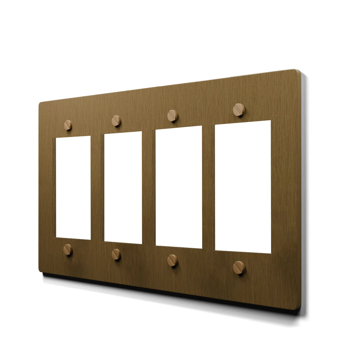 4 gang aged brass outlet cover plate