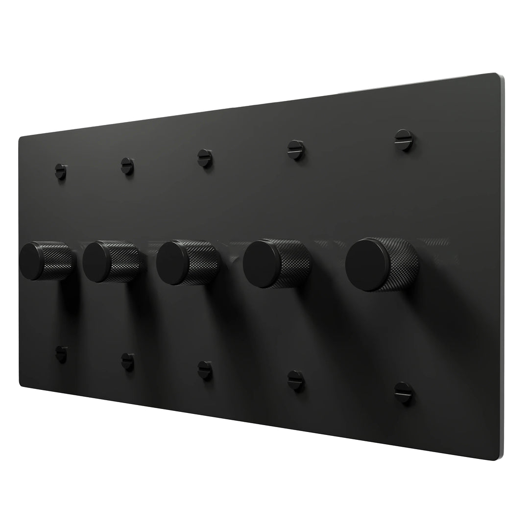 5 gang rotary dimmer switch black knobs and black plate