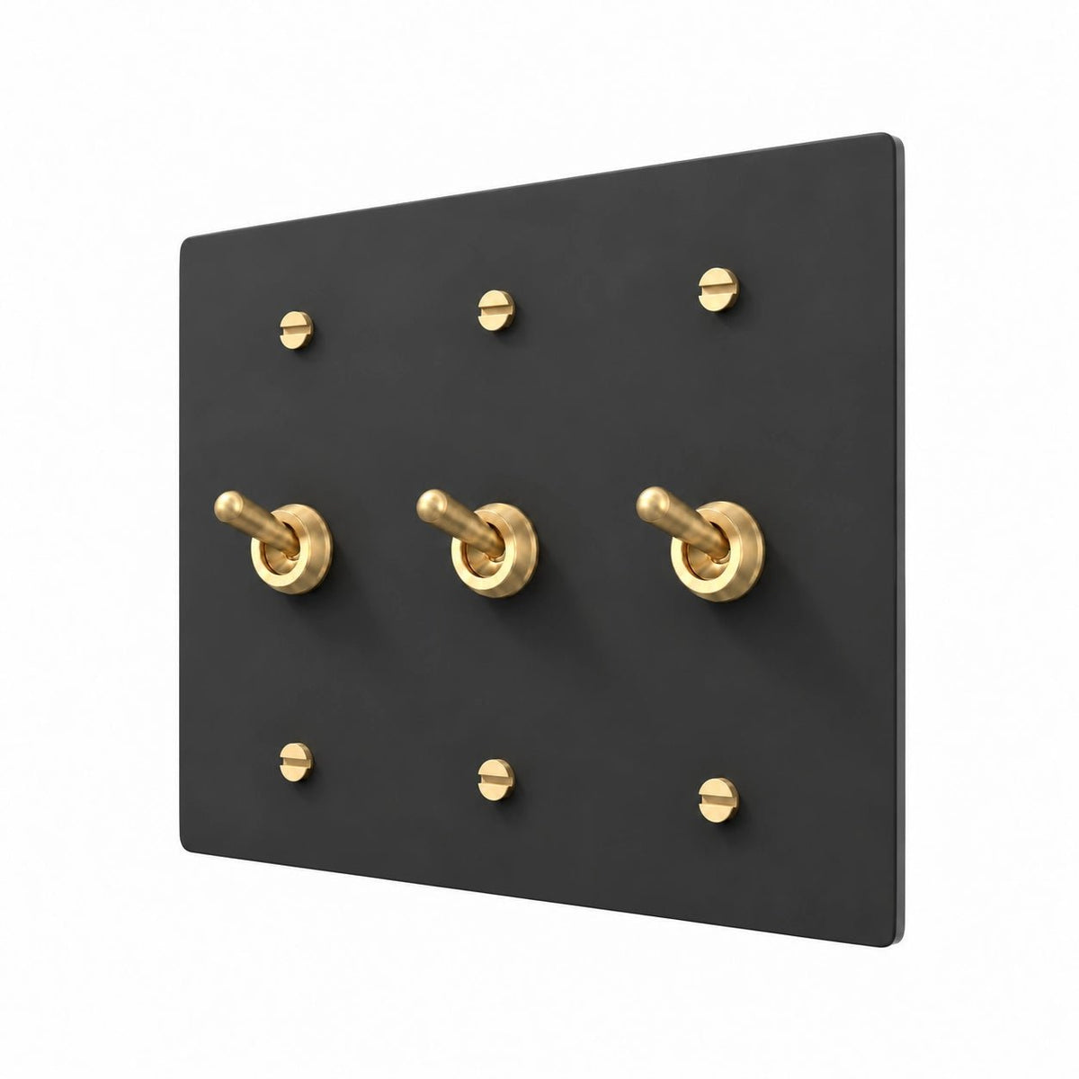 3 gang retro toggle switch with black brass plate