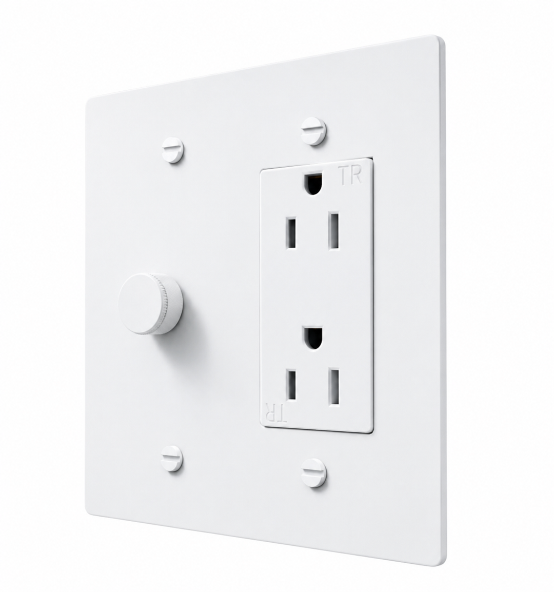 Brass White Dimmer & Outlet Combo Switch Plate