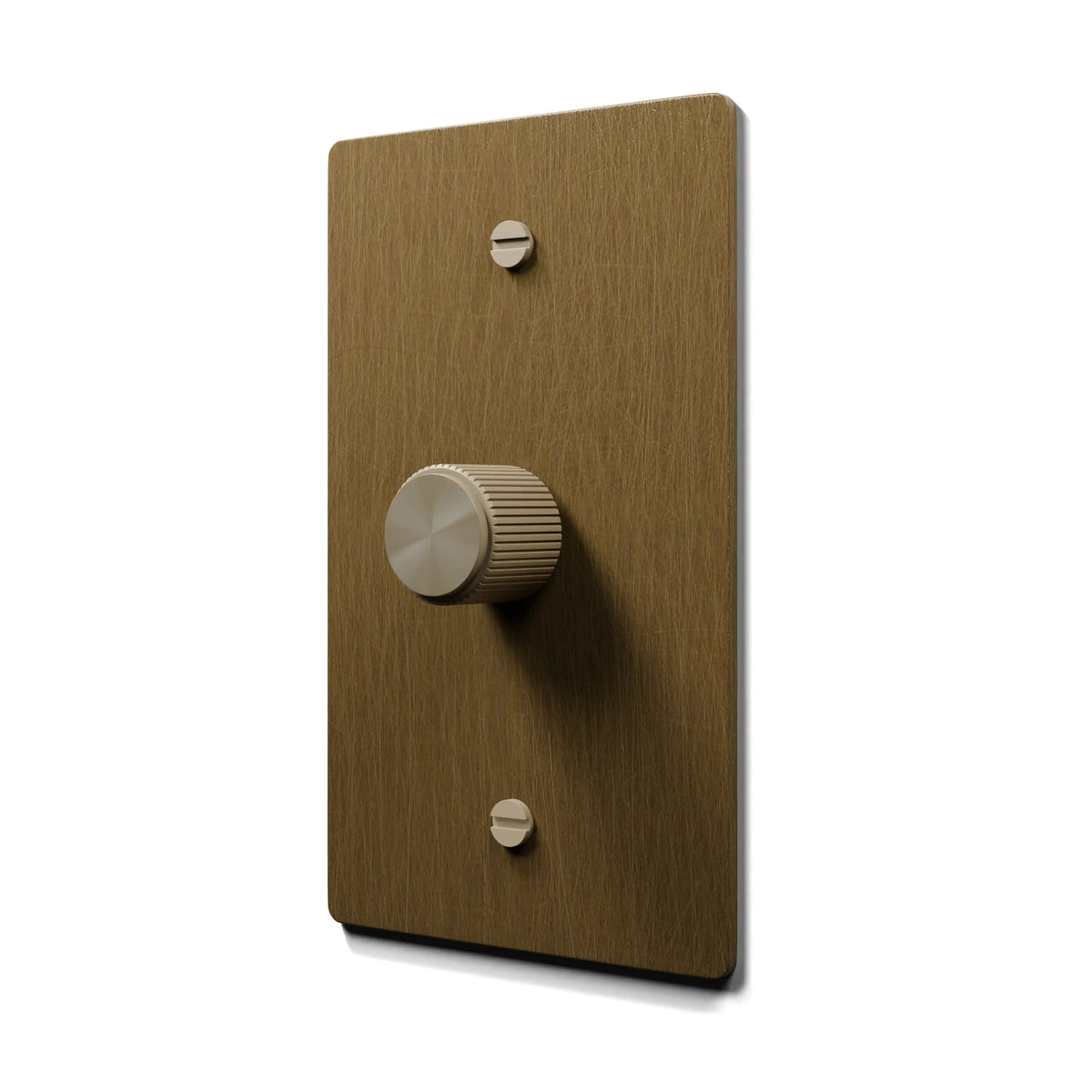 Aged brass rotary dimmer switch with hand brushed cover plate