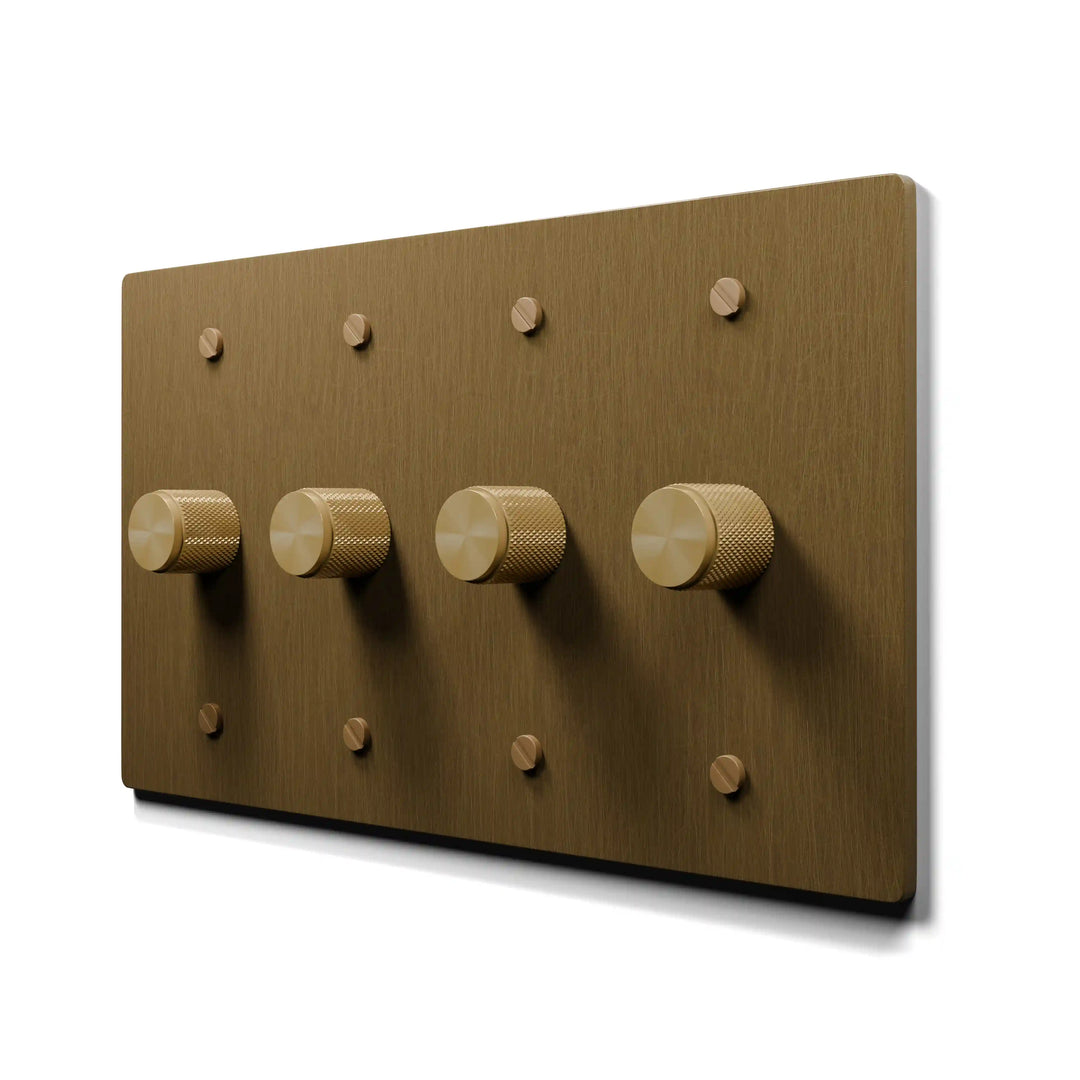 4 gang aged brass dimmer