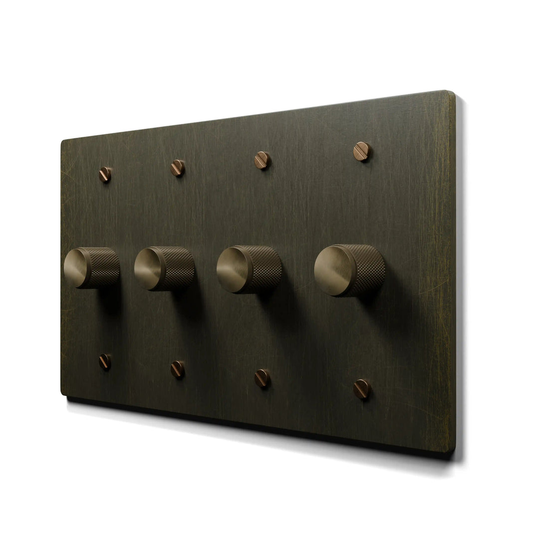 Antique brass 4 gang rotary dimmer switch