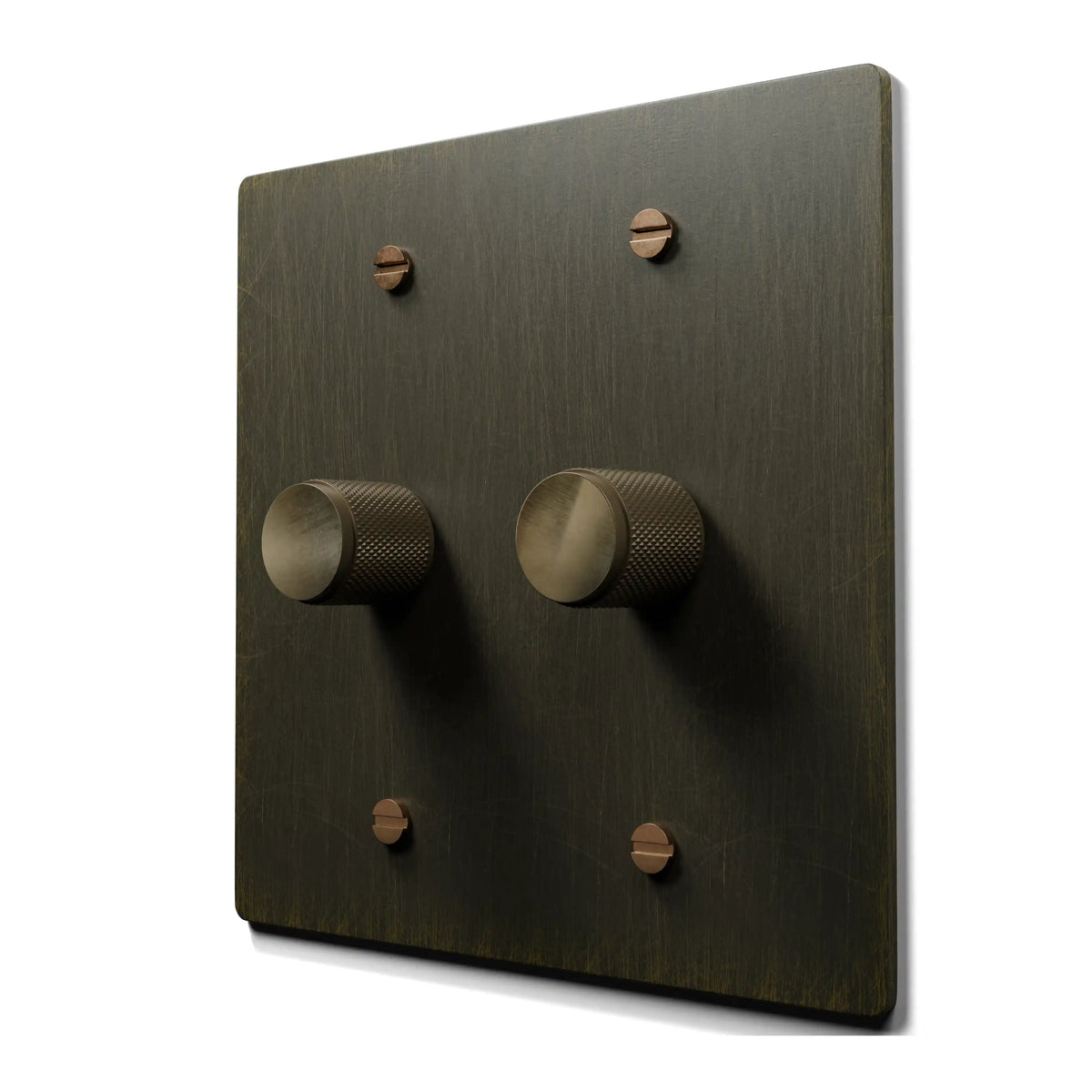 Antique brass 2 gang rotary dimmer switch plate