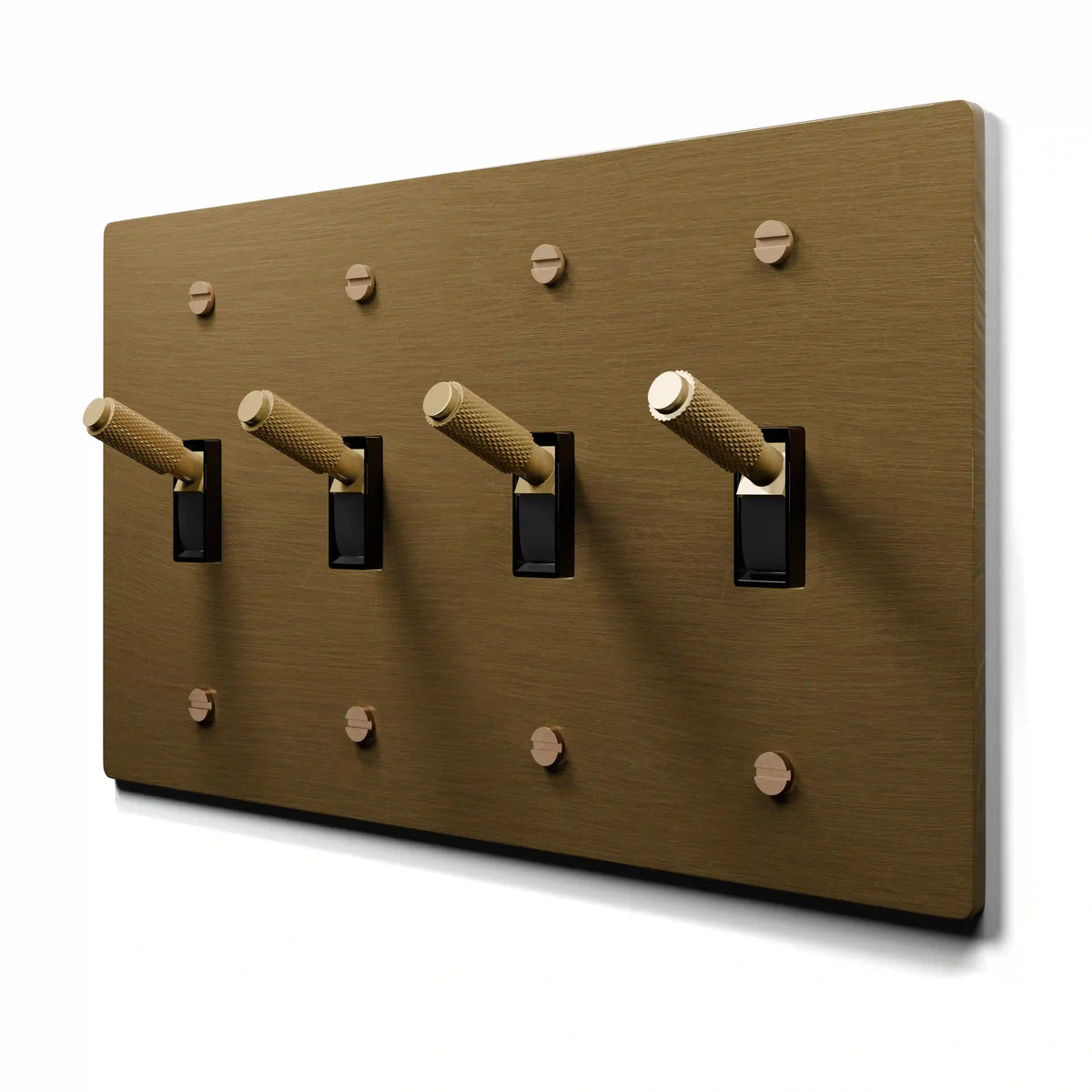 4 gang aged brass knurled toggle