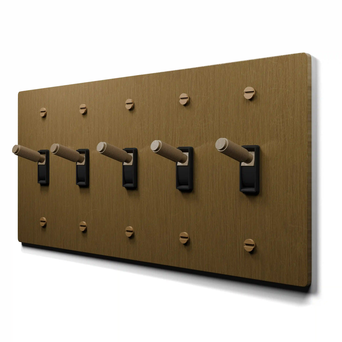 5 gang aged brass light switch