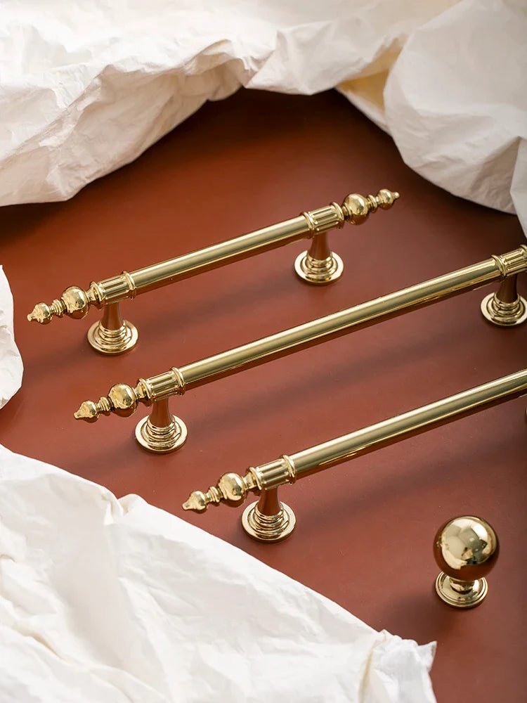 Sleek and sturdy brass cabinet pull for modern interiors