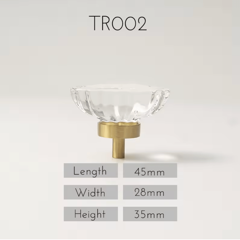 Crystal Faceted Cabinet Knobs – Brass Base