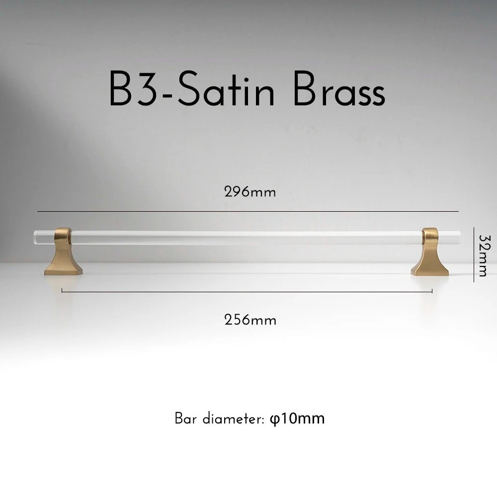 Brass Base Handle - Acrylic Cabinet Knob