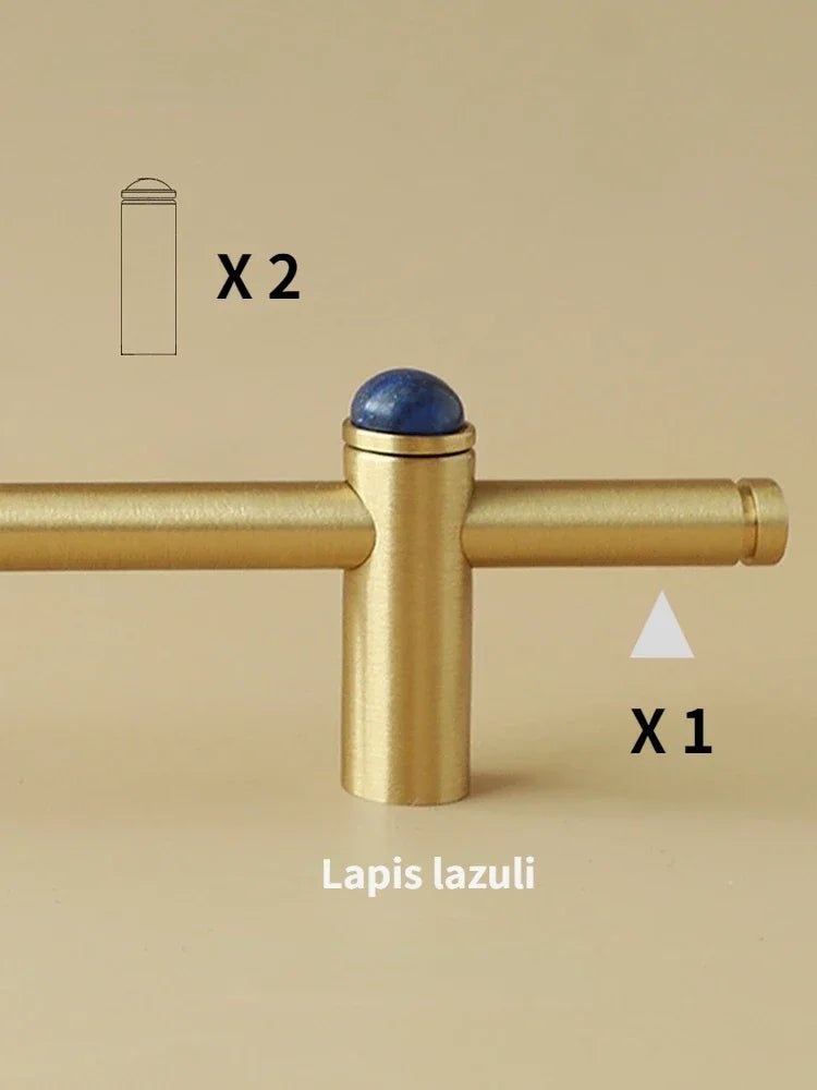 Brass Handle with Jade - Furniture Drawer Pull