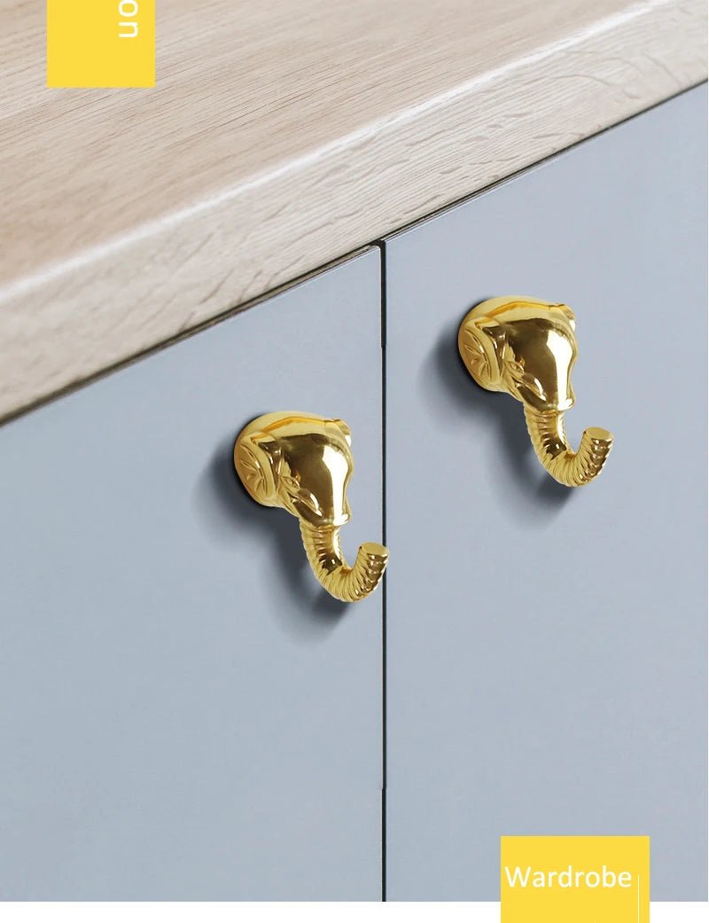Animal-Inspired Brass Cabinet Knob – Elephant