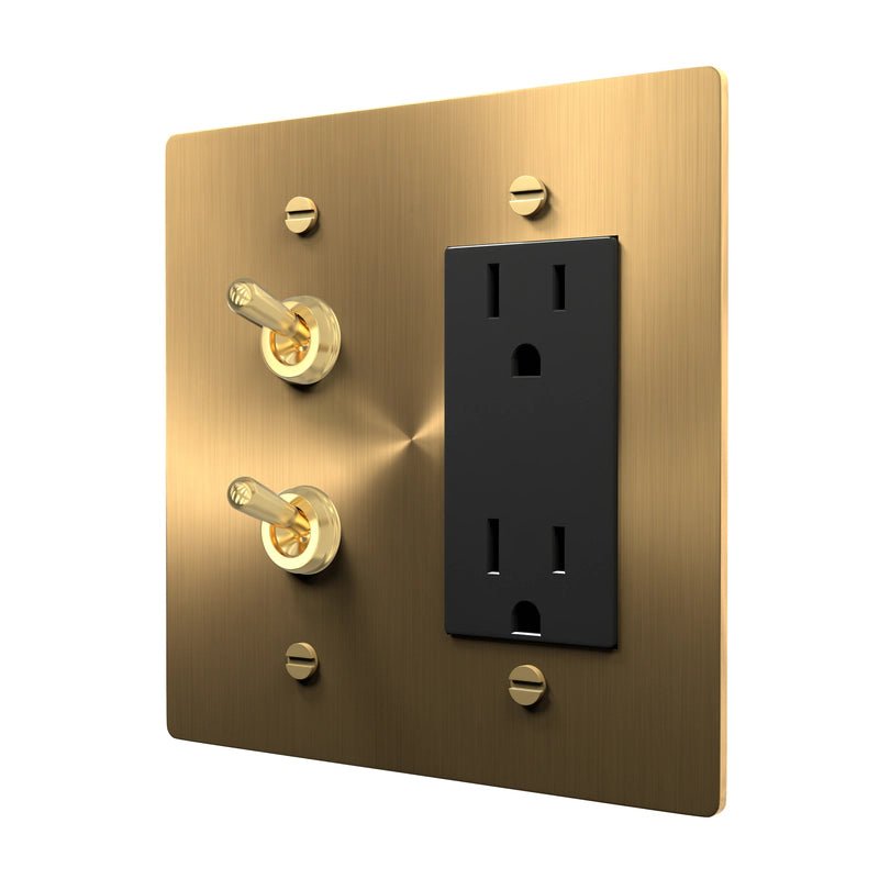 Classic Brass Switch Plate - Toggle and Outlet