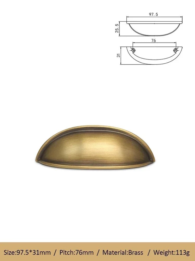 Bronze Brass Drawer Pull - Shell Style Knob