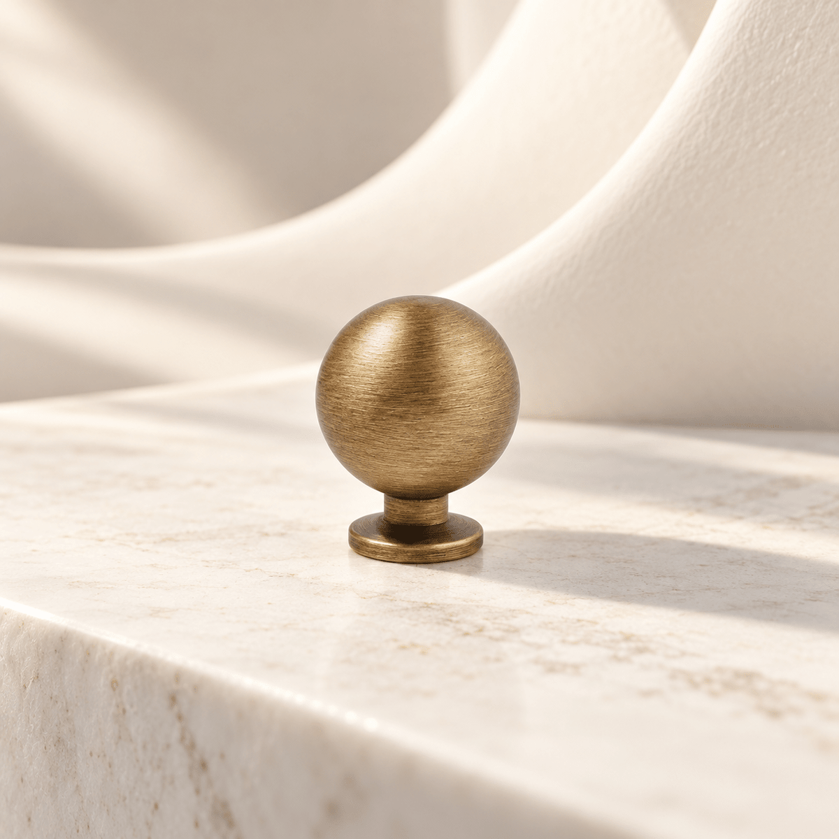 Antique bronze ball cabinet knob 25 mm (0.98 in) diameter on ivory stone