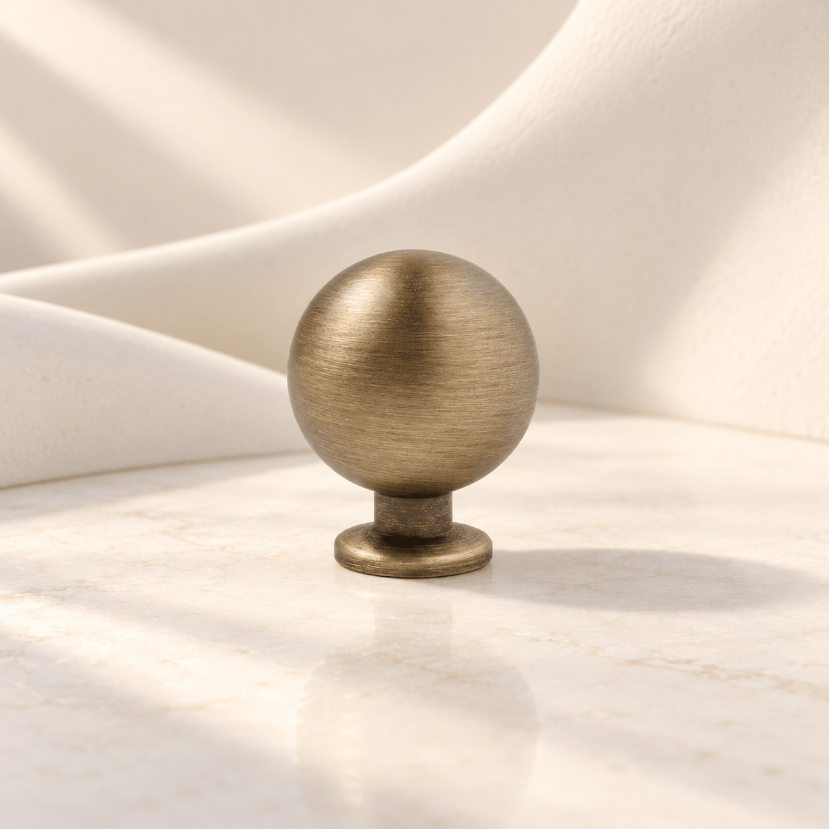 Antique bronze ball cabinet knob 30 mm (1.18 in) diameter on ivory stone