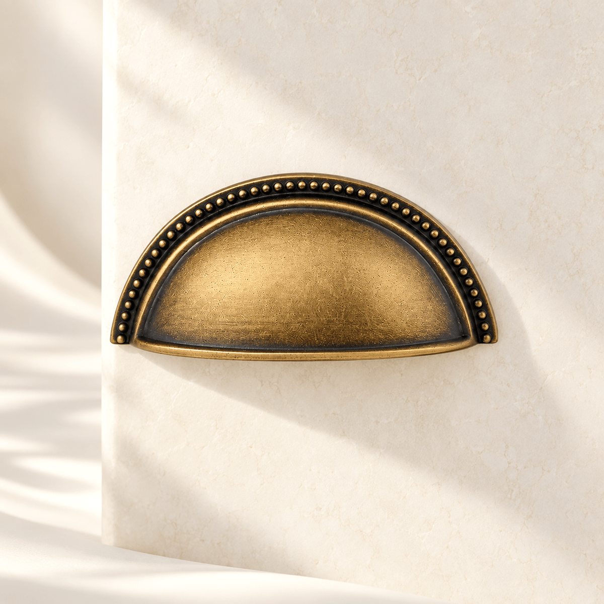 Antique Bronze Brass Shell Cup Pull, ivory stone studio