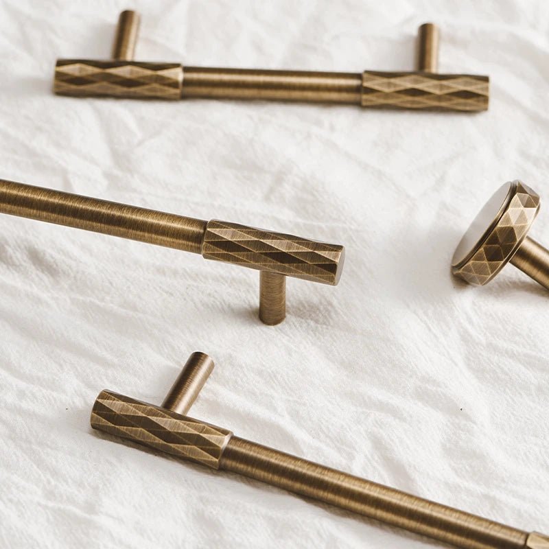 Classic Brass Cabinet Handle with Line Detailing