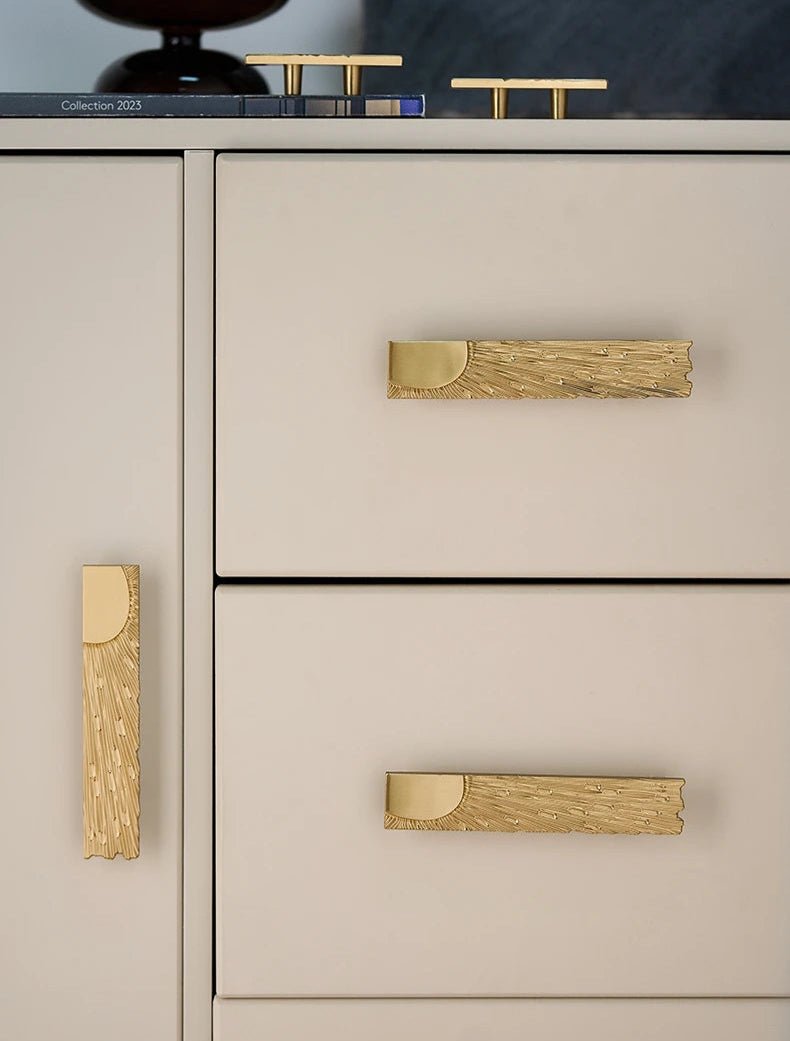 Elegant Brass Cabinet Pull - Art Deco Texture
