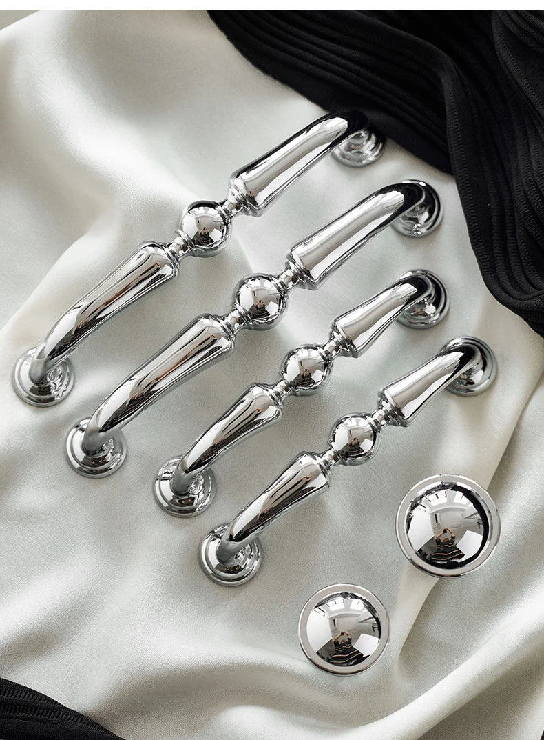 Elegant Art Deco Brass T-Bar Knobs – Bright Silver Drawer Pulls