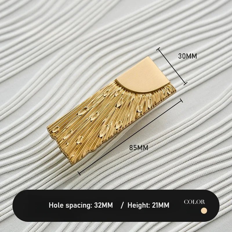 Brass Cabinet Handle - Art Deco Satin Texture
